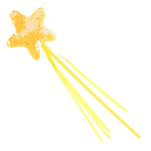 INOOMP Kätzchen interaktives Spielzeug Katzengeschenke Ribbon Teaser Zauberstab Welpenspielzeug Katze katzenstick Katzen Sticks cat Toys Katzenspielzeug Star Cat Teaser Yellow von INOOMP