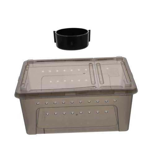 INOOMP Kasten Futterbox Für Reptilien Futterautomat Für Haustiere Reptilienhöhle Reptilienträger Reptilienbecken Tank Brüterei Spinnen-Terrarium Kleines Terrarium Dark Grey Plastik von INOOMP