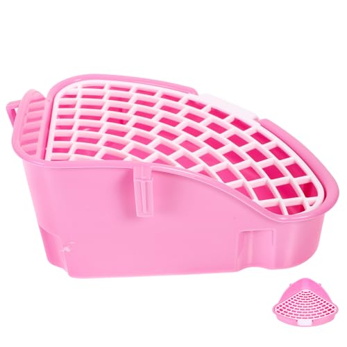 INOOMP Kasten Kaninchentoilette Hasenzubehör Hamstertoilette pet Kaninchenkäfig Töpfchen Tierbad Hamster klo hasentoilette Häschen Toilette Kaninchen-Toilettenbecken Plastik Rosa von INOOMP