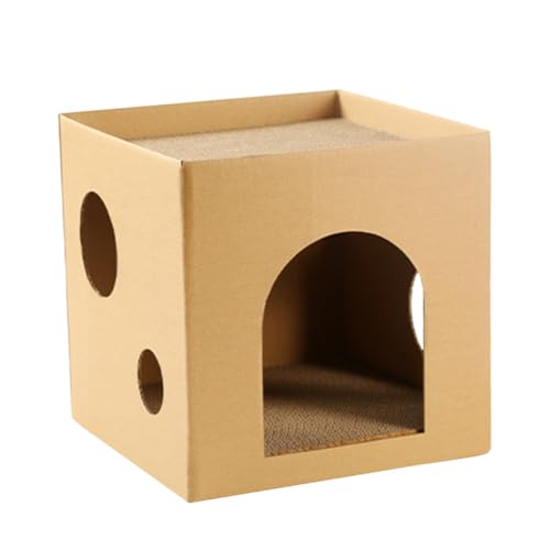 INOOMP Katzenhaus Katzenkiste Staubstecker Charme Katzenheim Gewellter Kratzbaum Für Haustierkätzchen Katzenspielzeug Kuschelhöhle Katze Kratzpads Für Katzen Wellpapier Hauskatze Lagerung von INOOMP