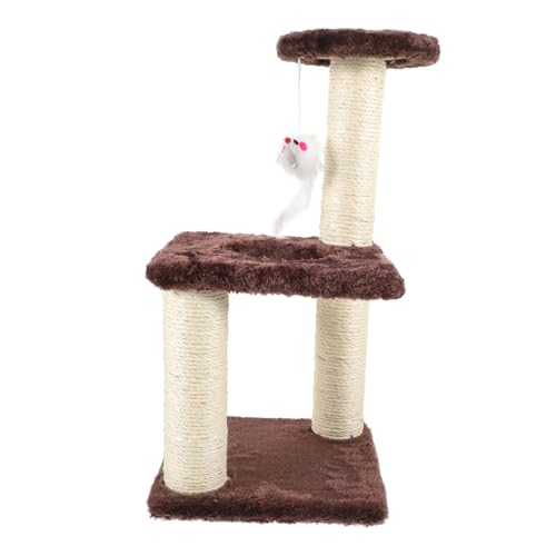 INOOMP Klettergerüst Für Katzen Kratzbaum Für Katzen Verschleißfester Kratzbaum Bodenkratzstange Katzenbedarf Katzenkratzer Entzückender Kätzchenkratzer Großer Katzenbaum Flanell Coffee von INOOMP