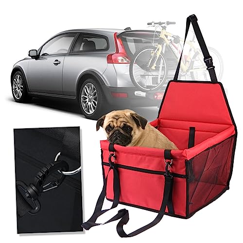 INOOMP Mesh-Haustiertasche Sitz Haustier Hund Haustiertasche Autobett-Haustiertasche Atmungsaktiv gurtschoner Auto cat car seat Hundetasche im Auto Autobett für Haustiere rot von INOOMP