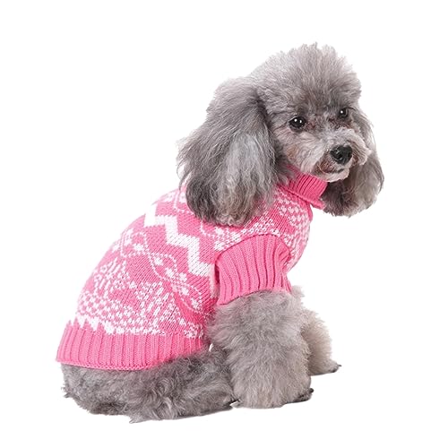 INOOMP Pullover mit hohem Kragen Weihnachtskostüme Elch Pullover Hasenpfoten-Pads Rollkragen Winterkleidung für Haustiere gestrickter Pullover Halloween Hundekleidung Wintermantel Rosa von INOOMP