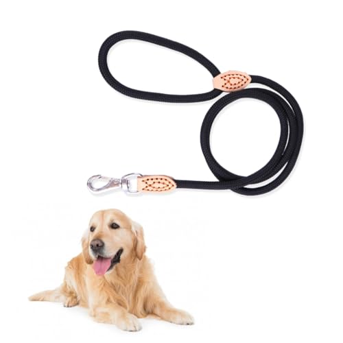 INOOMP Robuste Hundeleine hundegurt hundelaufband Dog Lead Hundeleine Ledergriff Leine Leine Leinen Haustierleine Noir Trainingsleine für Hunde Trainingsleine aus Nylon schwer rundes Seil von INOOMP