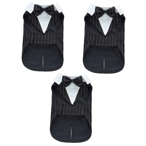 INOOMP Schwarze Anzüge 3st Smoking Für Haustiere Hundehemd-welpenkleidung Haustierkostüm Mit Fliege Kleider Für Eine Hochzeit Anzüge Kleiner Hund Polyester Fräulein Formelle Kleidung von INOOMP