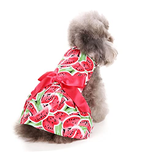 INOOMP Sommerkleid Für Hunde Hundekleid-Party Hemdkleid Kleine Hunde-Outfits Blumenkleid Für Hunde Sommerkleidung Für Katzen Haustierkleidung Hemdblusenkleider Wassermelone Rock von INOOMP