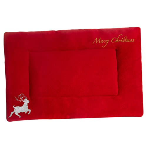 INOOMP Weihnachtsmatte für Haustiere Matratze für Haustierkäfige Hunde Wärmebett waschbare Teppiche Welpenbett pet Heating pad hundematratze Haustiermatte Katze weihnachtsbett Plüsch- rot von INOOMP