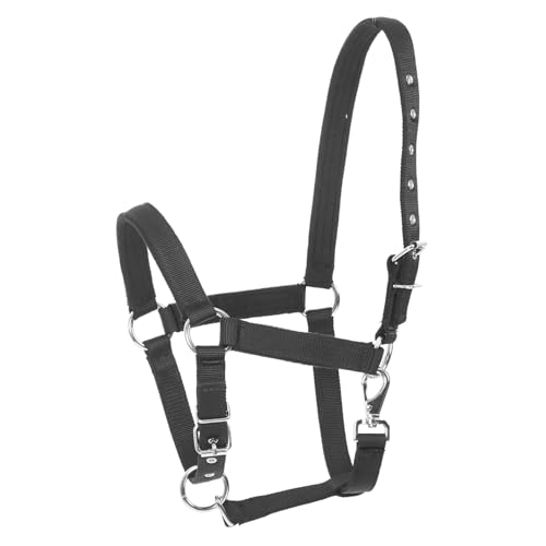 INOOMP Zaumzeug für Pferde Pferdeseile fohlenhalfter Wadenhalfter Hybridhalfter gepolstertes Pferdehalfter Reitzubehör Feldsicheres Halfter für Pferde verstellbares Halfter Nylon Black von INOOMP