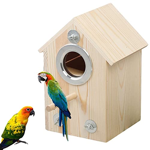 Holz Vogelhaus Sittich Nest Zuchtkasten Vogelhaus seitliche Öffnung Halterung Outdoor Inkubator Nest Hütte Spielzeug für Papageien Lovebirds von INPets