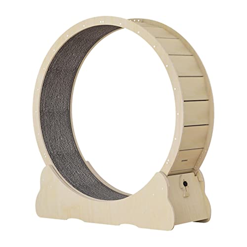 Katzenlaufrad Laufband Holz Klettern Indoor Spielzeug geräuschlos Roller Trainingsrad für Workout Haustierbedarf, Beige, XL/218 (Farbe: Beige, Größe: L) von INPets