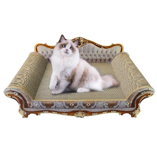 Luxus Karton Katzenkratzer Sofa Couch Bett, Couch geformt Katze Kratzbett Brett, Katzenkratzlounge mit Katzenminze, Katzenkratzer für Indoor Katzen von INRLKIT