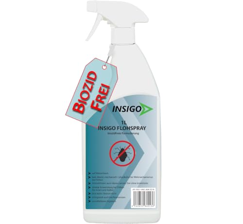 Biozidfreies Flohmittel für Hund 1L – Flohbekämpfung – Effektives Mittel gegen Flöhe im Haus – Flee Spray & Flohspray für Katzen – Anti Floh Lösung von INSIGO von INSIGO