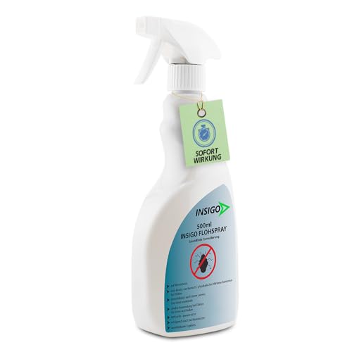 INSIGO Flohspray für Wohnung und Möbel 500ml - Abwehrspray gegen Flöhe mit Sofortschutz - Floh-Spray für Hunde und Katzen - Flohmittel hochwirksam & laborgeprüft von INSIGO