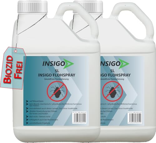 INSIGO Flohspray für Wohnung und Möbel 10L - Abwehrspray gegen Flöhe mit Sofortschutz - Floh-Spray für Hunde und Katzen - Flohmittel hochwirksam & laborgeprüft von INSIGO