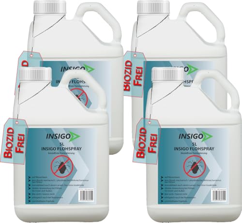 INSIGO Flohspray für Wohnung und Möbel 20L - Abwehrspray gegen Flöhe mit Sofortschutz - Floh-Spray für Hunde und Katzen - Flohmittel hochwirksam & laborgeprüft von INSIGO