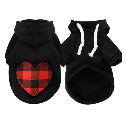 Große Hunde Hoodies Kleidung Winter Warmer Hundepullover Weiche Haustiere Kleidung Klassische Baumwolle Bulldogge Kostüm Mantel XS-5XL Zubehör (Color : Black Heart, Size : 4XL(15-25kg)) von INSTR