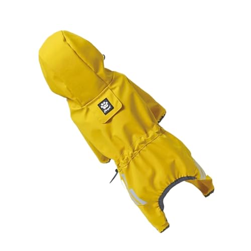 Haustier Hund Regenmantel Kapuzenkleidung Reflektierende wasserdichte Jumpsiut Jacke Mode Outdoor Atmungsaktive Kleidung Kompatibel mit kleinen mittelgroßen Hunden (Color : Yellow, Size : L) von INSTR