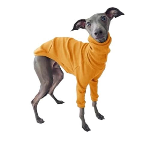 Hund Kleidung Frühling Herbst Hohe Kragen Zweibeinigen Haustier Kleidung Greyhound Whippet Rollkragen Pyjamas Warme Kleidung Hund Liefert (Color : Orange, Size : 4XL) von INSTR