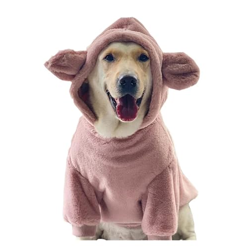 Hunde-Kapuzenjacke, warme Winterkleidung for Haustiere, kompatibel mit mittelgroßen und großen Hunden, Fleece-Hundejacke mit Hut, niedliche, einfarbige Hunde-Winterkleidung (Color : Pink, Size : 12 von INSTR