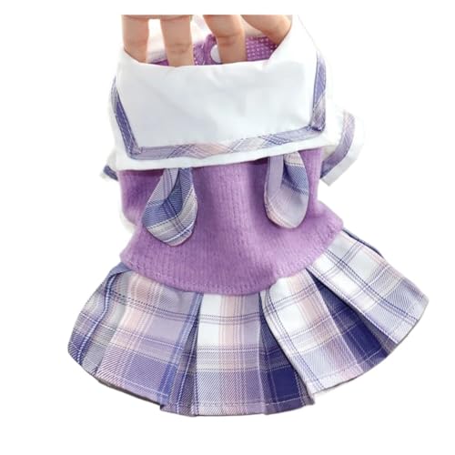 Hundekleidung Süßes Welpenkleid Herbst Winter Süßer JK Rock Katze Hundegeschirr Strickpullover Warmer Mantel Chihuahua Yorkshire Pudel (Color : Purple, Size : L) von INSTR