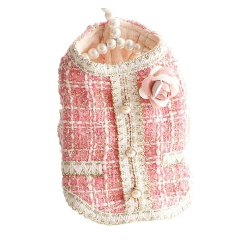 Hundeweste Kleidung Winterkleidung Katze Prinzessin Kleine duftende windbeschnittene Baumwollweste Kleine Welpenkleidung (Color : Pink, Size : L) von INSTR