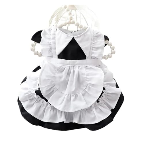 Katze Maid Kleid Haustier Outfit Kleidung Sommer Katzen Prinzessin Rock Schwarz Diakonin Anime Maid Lolita Kleine Hunde Teddy Haustier (Color : Black, Size : M(3-4kg)) von INSTR