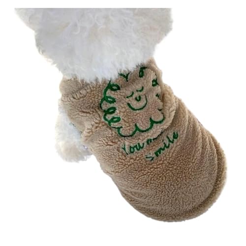 Lächelnde Hundekleidung, Herbst- und Winterkleidung, warme Haustierweste, offener Welpe, modische Baumwollkleidung, weiche Haustierkleidung (Color : Coffee, Size : XS) von INSTR