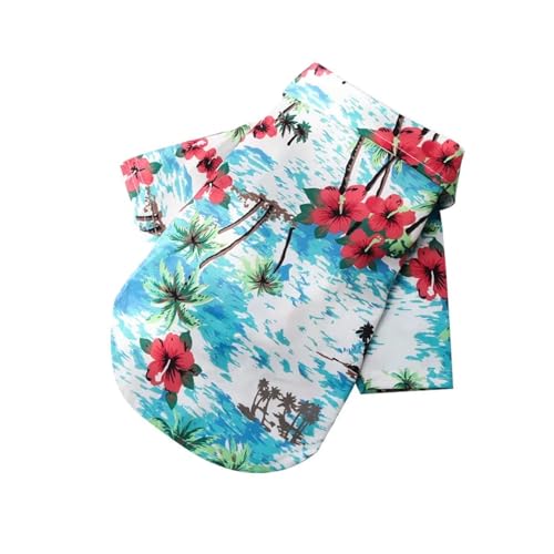 Mode Haustier Hund Hemd Sommer Hawaiian Strand Stil Hund Kleidung Drucken Welpen Dünnes Hemd Atmungsaktive Katze Weste Haustier Chihuahua Kleidung (Color : Lake Blue, Size : L) von INSTR