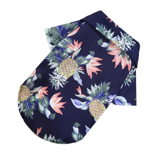 Mode Haustier Hund Hemd Sommer Hawaiian Strand Stil Hund Kleidung Drucken Welpen Dünnes Hemd Atmungsaktive Katze Weste Haustier Chihuahua Kleidung (Color : Navy Blue, Size : L) von INSTR