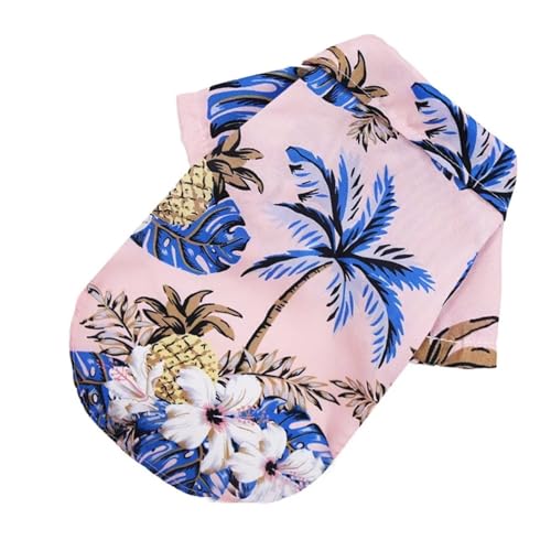 Mode Haustier Hund Hemd Sommer Hawaiian Strand Stil Hund Kleidung Drucken Welpen Dünnes Hemd Atmungsaktive Katze Weste Haustier Chihuahua Kleidung (Color : Pink, Size : XS) von INSTR