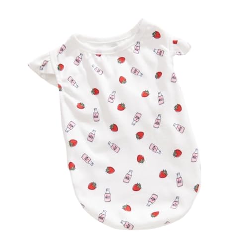 Neue Hundekleidung Frühling und Herbst T-Shirt dünne atmungsaktive Teddybären Pomeranian Baby Hund Haustiere süße kleine Hundekleidung (Color : Strawberry, Size : S) von INSTR