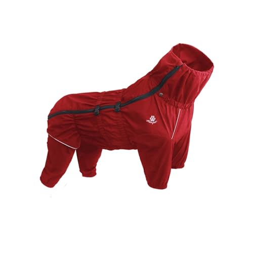 wasserdichte Haustier-Hunde-Outdoor-Jacke, Kleidung, Warmer Wintermantel, großer Overall, reflektierender Regenmantel, kompatibel mit kleinen, mittelgroßen und großen Hunden (Color : Red, Size : 5XL von INSTR