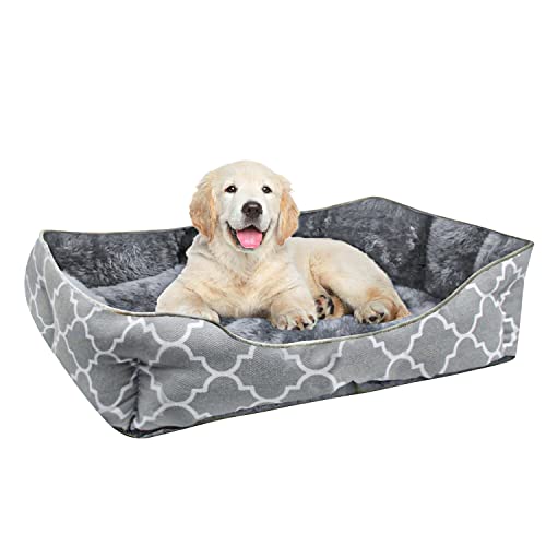 INTIRILIFE Flauschiges Haustierbett mit doppelseitigem Innenkissen in Blau-Grau - Größe 45 x 35 cm - Weiches rundes rutschfestes Hundebett Katzenbett Kissen Komfortables Hundesofa Katzensofa von INTIRILIFE