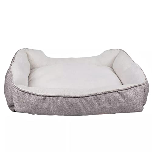 INTIRILIFE Flauschiges Plüsch Haustierbett in Grau - 50 x 40 x 13 cm - Weiches rutschfestes Hundebett Katzenbett Kissen Komfortables Hundesofa Katzensofa für Hunde und Katzen von INTIRILIFE