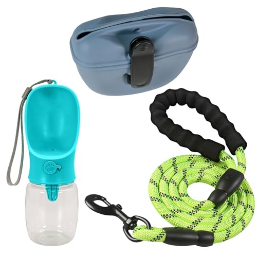 INTIRILIFE Hundeleinen Set Blau: Leckerlibeutel & Trinkflasche & Hundeleine - Futterbeutel mit Clip, Wasserflasche, Haustierleine reflektierend für Hundetraining, Spaziergänge und Unterwegs von INTIRILIFE