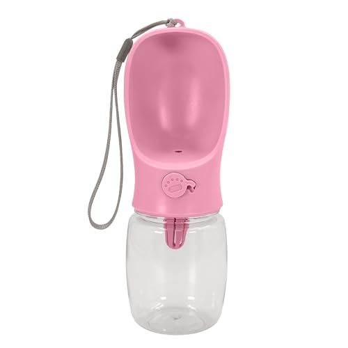 Intirilife Hunde Trinkflasche aus Kunststoff in Rosa mit 300 ml Füllmenge - 7.6 x 22 cm - Wasserflasche für unterwegs Trinkspender auslaufsicher für Lange Spaziergänge Parks Wandern und Reisen von INTIRILIFE