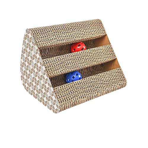 INTIRILIFE Katzenkratzbrett Katzenspielzeug aus brauner Wellpappe mit 27.5 x 23.5 x 17.5 cm Größe - Kratzpappe zur spielerischen Beschäftigung Ihrer Katze von INTIRILIFE