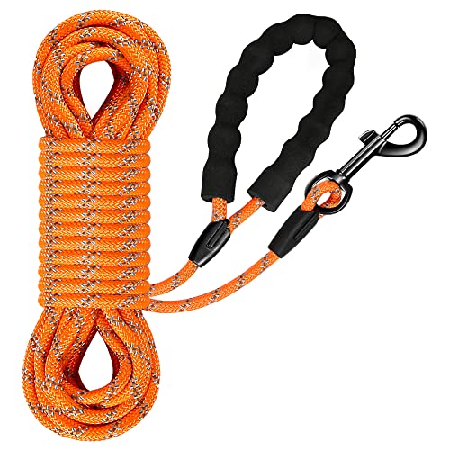 Reflektierend Schleppleine für Hunde, 5m/10m/20m Seil Hundeleine Trainingsleine Langes Ausbildungsleine für kleine, mittelgroße Hunde, Schwarz (Orange-0.8cm, 10m) von IOKHEIRA