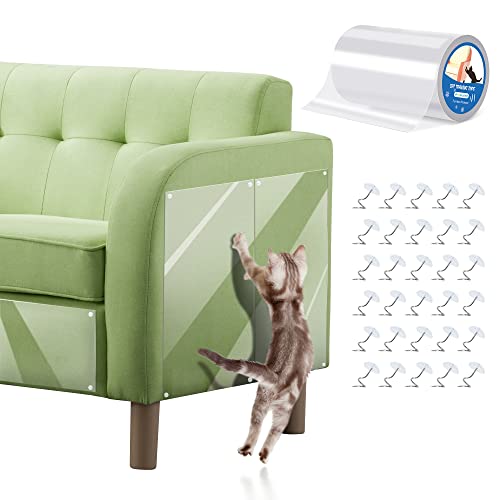 IPORLEER Katzen Anti Kratz Tape, Kratzschutz Sofa Katze Hund Transparent Selbstklebend Kratzfestes für Sofa, Tür, Tisch, Möbel (20cm*5m-7.6cm) von IPORLEER