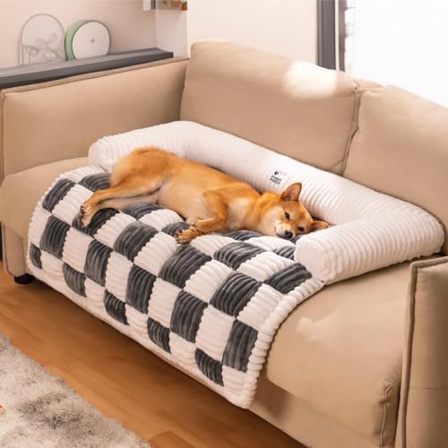 Sofa-Haustier-Sofabezug, Hundesofa-Matratze, Waschbarer Plüsch-Sofabezug, Möbelschutz, Hunde- Und Katzen-Haustier-Sofakissen, Flauschiges Hunde-Sofabett Mit Rutschfester Unterseite(Gray,75x75cm(29.5*2 von IRCKONCI