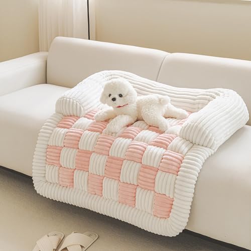 Sofa-Haustier-Sofabezug, Hundesofa-Matratze, Waschbarer Plüsch-Sofabezug, Möbelschutz, Hunde- Und Katzen-Haustier-Sofakissen, Flauschiges Hunde-Sofabett Mit Rutschfester Unterseite(Pink,90x90cm(35.4*3 von IRCKONCI