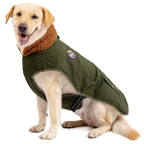 IREENUO Hundemantel Winter, Wasserdicht Hundejacke Winter für mittlere und große Hunde,Warm Hunde Winterjacke mit Verstellbare Gürtel & bauchschutz,Hunde Wintermantel für Herbst Winter,2XL von IREENUO