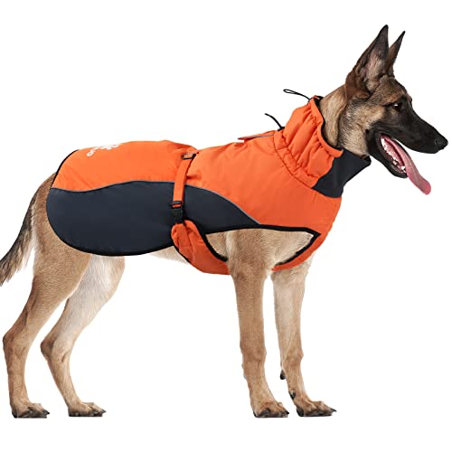 IREENUO Hundemantel Winter, Wasserdicht Warme Hundejacke Hunderegenmantel für Kleine Grosse Hunde, Wintermantel Hund mit Gurtzeug-Loch & Reflektierender Entwurf (3XL) von IREENUO