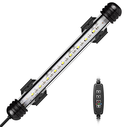 IREENUO LED Aquarium Beleuchtung, Aquarium Tauchlampen mit Timer, Blaue und Weiße Farbwechsel Unterwasser Licht für 20-40 cm Tank von IREENUO