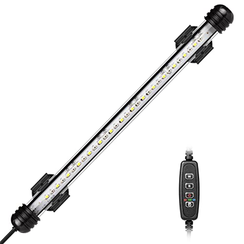 IREENUO LED Aquarium Beleuchtung, Aquarium Tauchlampen mit Timer, Blaue und Weiße Farbwechsel Unterwasser Licht für 30–50 cm Tank von IREENUO