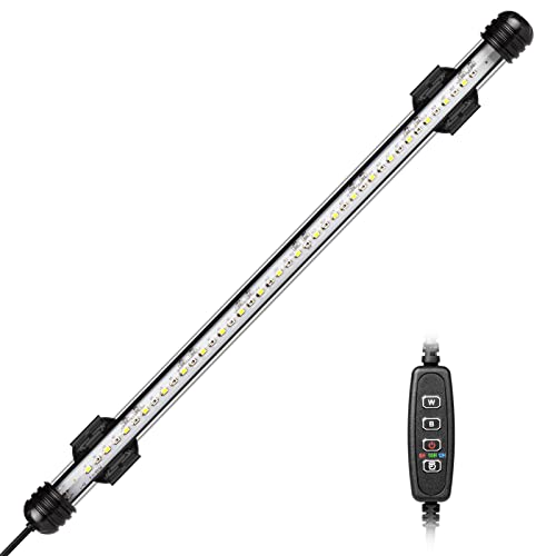 IREENUO LED Aquarium Beleuchtung, Aquarium Tauchlampen mit Timer, Blaue und Weiße Farbwechsel Unterwasser Licht für 40–60 cm Tank von IREENUO