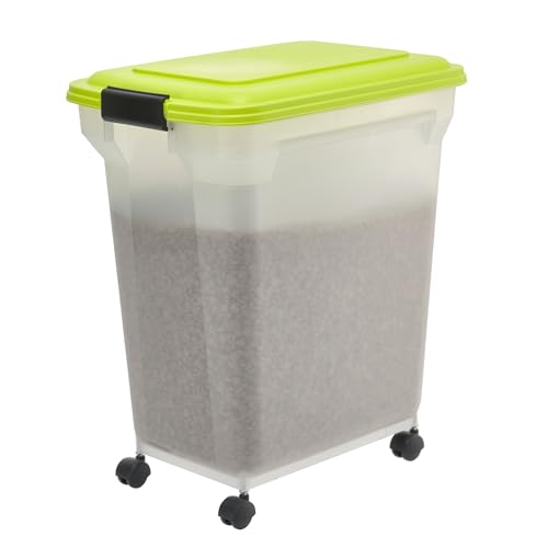 Iris Ohyama Hundefutter Aufbewahrung mit Rollen, 45L/15kg, Pistazie, Luftdichte Futterbox, Trockenfutter, Futterbehälter, Für Hunde, Katzen, Tierfutterbehälter, Schaufel, BPA-frei, Futtertonne, von Iris Ohyama