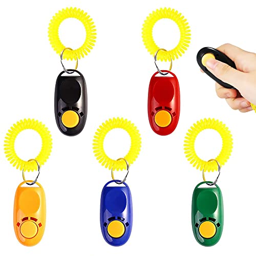 IRYNA 5 Stück Clicker für Hundetraining, praktisches Hunde-Clicker-Training, Haustier-Training, Clicker-Werkzeug, bunte Hunde-Clicker, Knopf-Training, Clicker, Hundepfeifen mit bequemer Handschlaufe von IRYNA