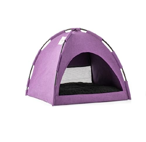 Beruhigendes Katzenbett Pop-up-Haustierzelt, Tragbares Hunde- Und Katzenbetthaus Mit Kissen, Für Katzen, Hunde, Haustierspielhaus, Campingzelt Im Freien Haustierbett (Color : Purple, Size : 42x42x42 von IRYZE