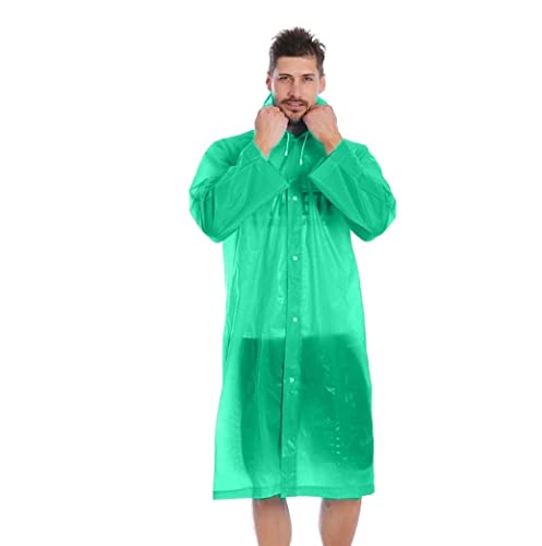 Regenponcho Regenjacke 5pcs Unisex Langer Regenmantel Mit Kapuze, Wiederverwendbare Transparente Regenponchos, Eva Wasserdicht Regenmantel Regencape (Color : Grün, Size : One Size) von IRYZE